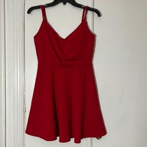 Juniors size medium, red spaghetti strap skater style mini dress